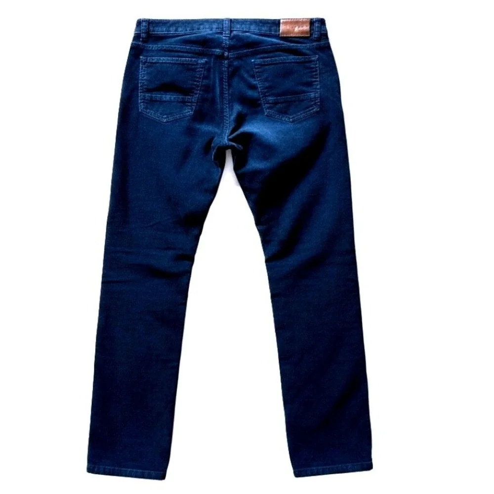Jack Victor Mens Jimmy Slim Straight Corduroy Jeans Navy Blue Mens Pants 34 x 33 - Picture 2 of 6